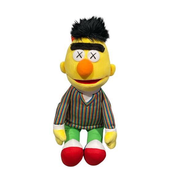 KAWS X SESAME STREET ‘BERT’ UNIQLO 18” PLUSH TOY DOLL - Picture 1 of 4